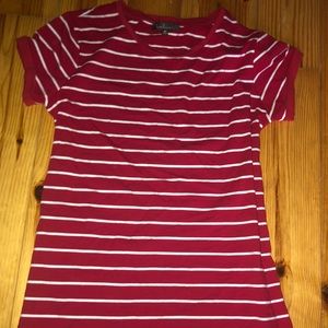 Red and white striped dress